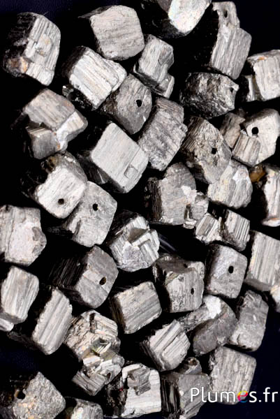 Perles en pierre naturelle cube brut - 10 x 8 mm, trou 1 mm - gris